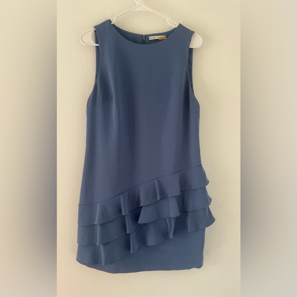 Alice and Olivia Clive Asymmetric Ruffle Mini Dress Cocktail Party Size 10